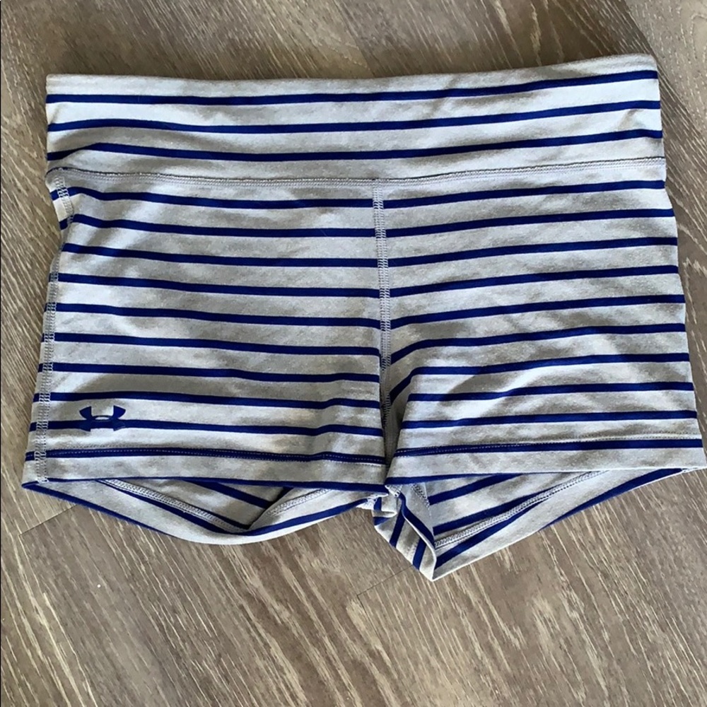 {under armour} Spandex grey and blue striped